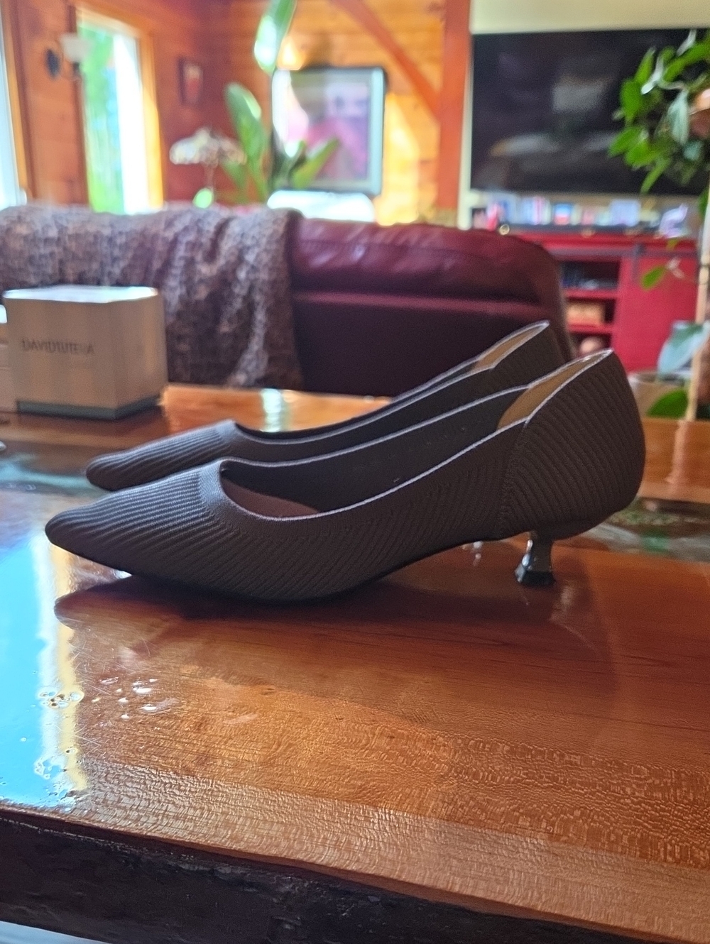 Classic Women’s Pointed Kitten Heel Pumps in Gray